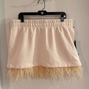 Future Collective NWT XL Pink Skirt with Removable Feather Trim